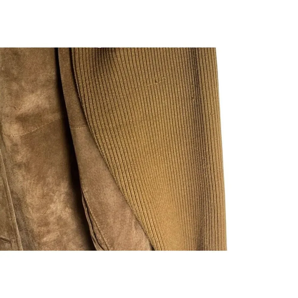 LINEA by Louis Dell'Olio Brown Tan Suede Leather Jacket 1x Beige A8342 Womens - Picture 4 of 12